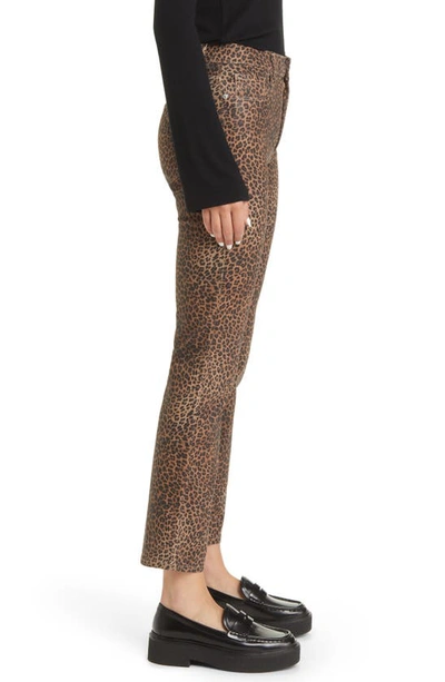 Shop Frame Le Crop Coated Mini Bootcut Jeans In Leopard