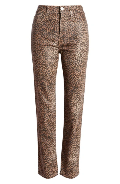 Shop Frame Le Crop Coated Mini Bootcut Jeans In Leopard