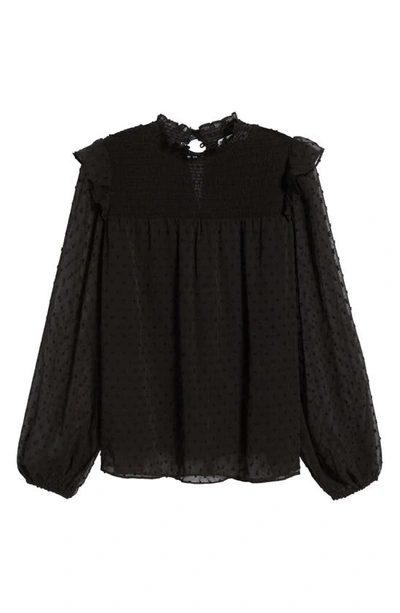 Nikki Lund Yannis Smocked Clip Dot Blouse In Black