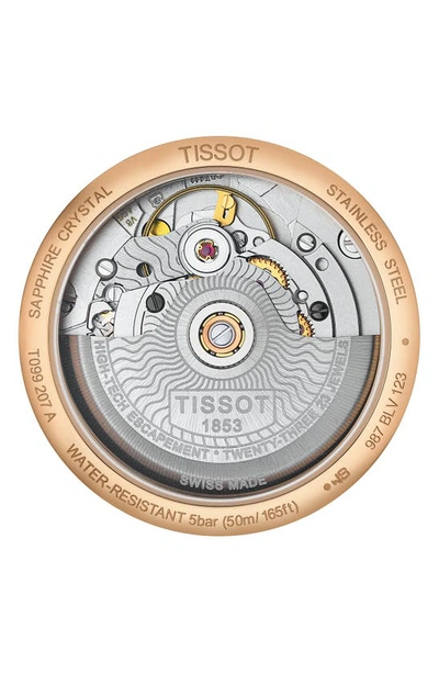 Tissot Chemin Des Tourelles Powermatic 80 Lady Leather Strap Watch, 32mm In Brown/ Gunmetal/ Rose Gold