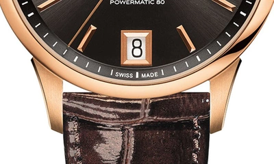 Tissot Chemin Des Tourelles Powermatic 80 Lady Leather Strap Watch, 32mm In Brown/ Gunmetal/ Rose Gold