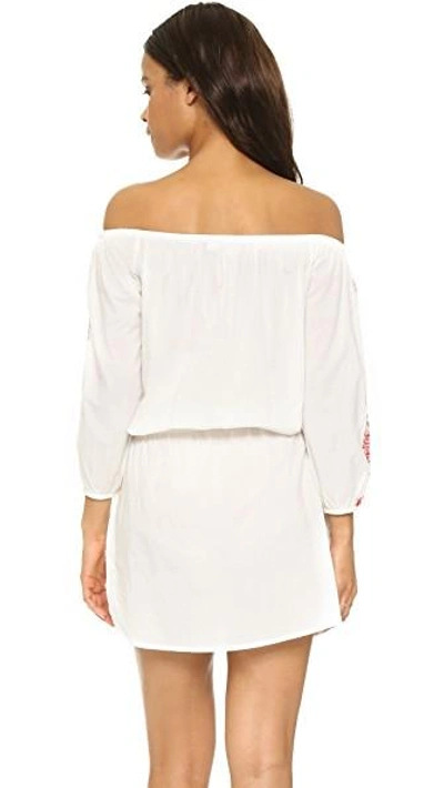 Shop Pampelone Bardot Mini Dress In White/red