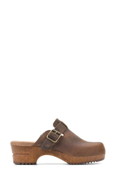 White Mountain Footwear White Mountain Behold Suede Platform Clog In Brown/ Leather
