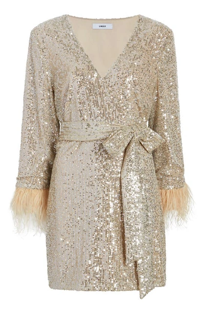 Shop Likely Feather Lange Sequin Minidress In Champagne
