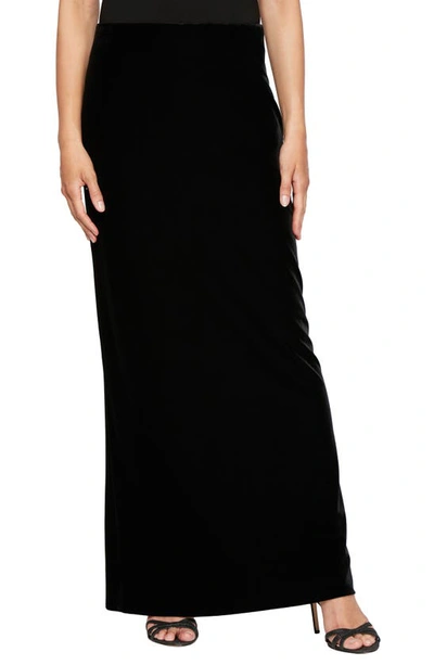 Alex Evenings Velvet Long Skirt In Black