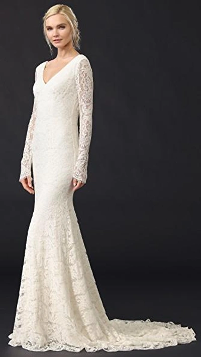 Shop Theia Nicole Lace Gown In Ivory