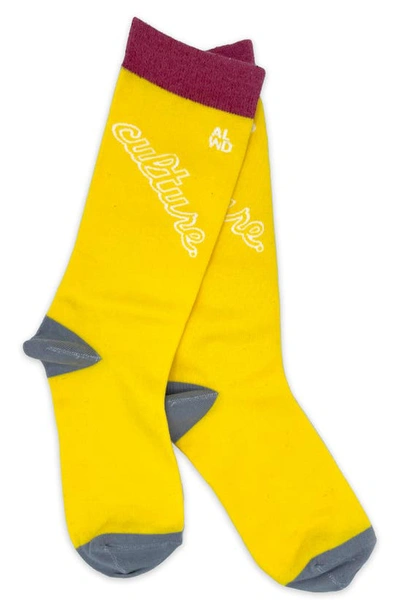 Shop A Life Well Dressed Culture Statement Socks In Yellow/ Rose/ Grey