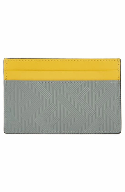 Shop Fendi Colorblock Leather Card Case In Grey/ Yellow/ Navy