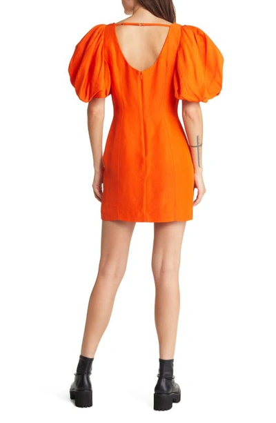 Shop Frame Puff Sleeve Dress In Mandarin