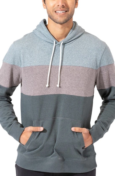 Shop Threads 4 Thought Romero Colorblock Linen Blend Hoodie In Dark Spruce / Gunmetal