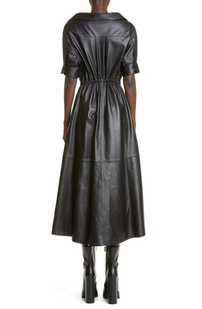 Shop Altuzarra Lydia Lambskin Leather Shirtdress In 000001 Black