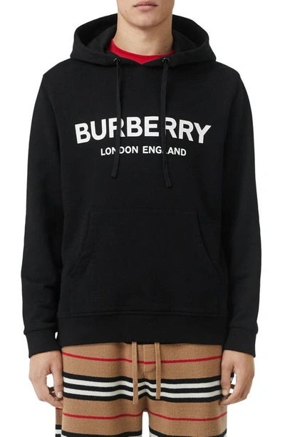 Shop Burberry Xtone Logo Hoodie In Black