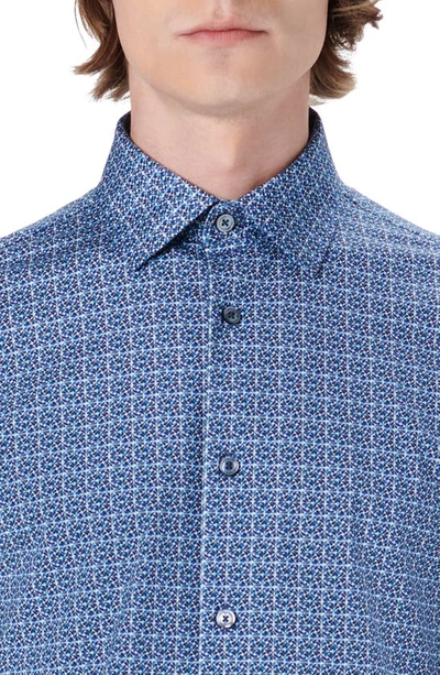 Shop Bugatchi Ooohcotton® Tile Print Button-up Shirt In Navy