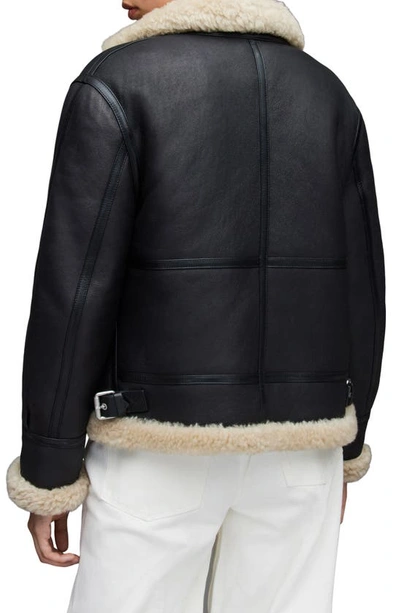 Lorel Genuine Shearling Flight Jacket In Black