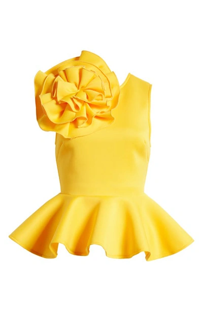 Shop Nikki Lund Coco Sleeveless Peplum Top In Yellow