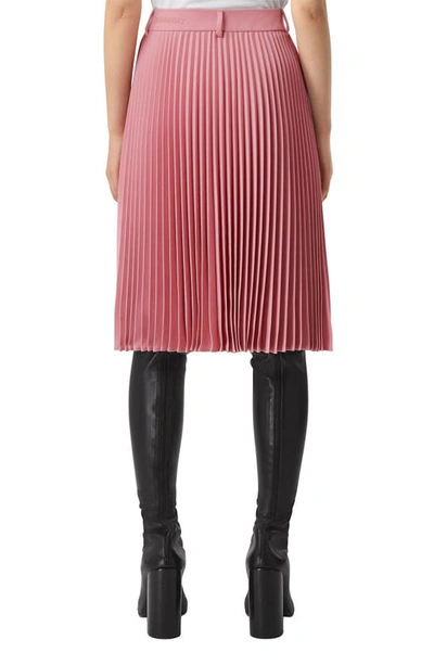 Shop Burberry Pleated Wool Skirt In Rosy Pink