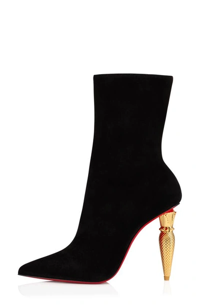 Shop Christian Louboutin Lipbooty Suede Bootie In Black/ Gold
