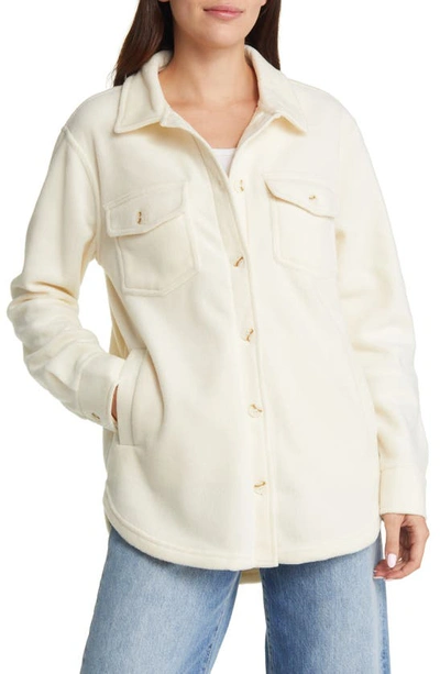 Thread & Supply Plaid Polar Fleece Shacket In Ivory