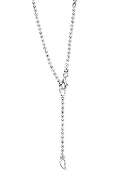 Lagos Caviar Spark Diamond Large Circle Pendant Necklace In Silver