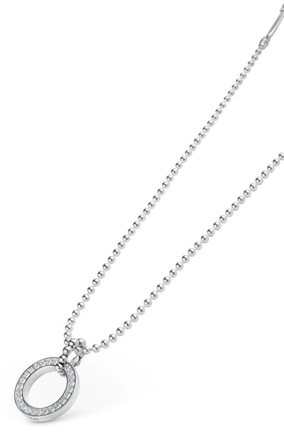 Shop Lagos Caviar Spark Diamond Circle Pendant Necklace In Silver