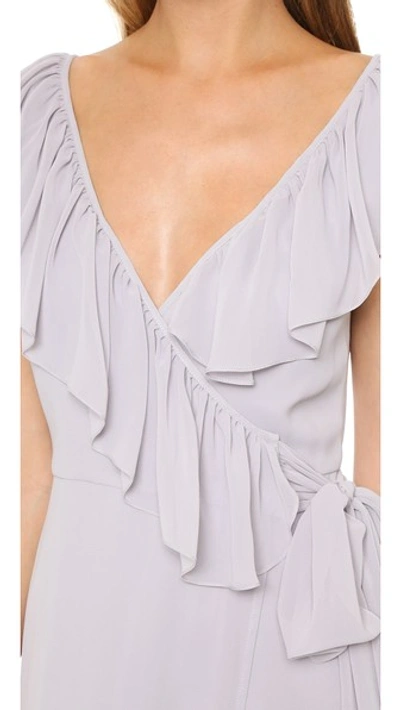 Shop Joanna August Lolo V Neck Ruffle Wrap Dress In Silver Bells