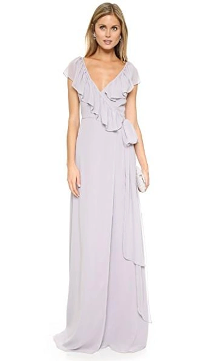 Shop Joanna August Lolo V Neck Ruffle Wrap Dress In Silver Bells