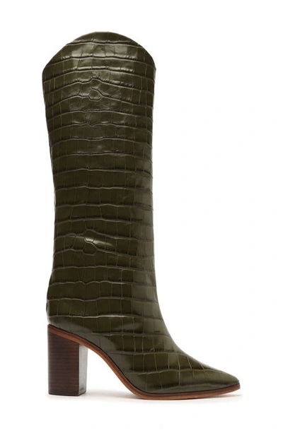 Shop Schutz Maryana Pointed Toe Block Heel Knee High Boot In Military Green