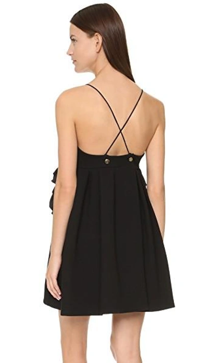 Shop Victoria Victoria Beckham Ruffle Front Dress In Black