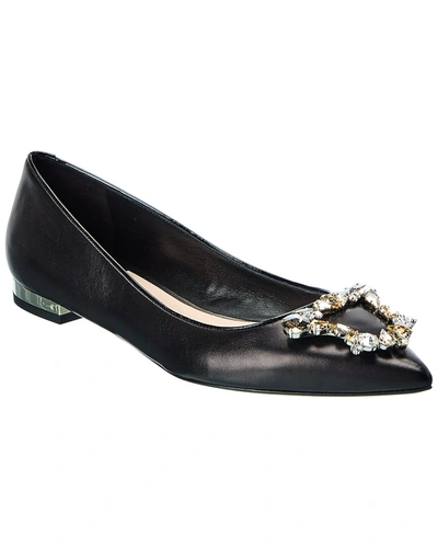 Shop Sophia Webster Margaux Leather Flat In Black