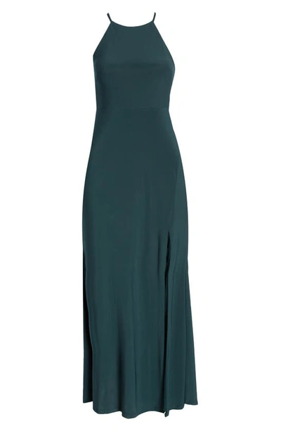 Shop Jump Apparel Halter Neck High-low Gown In Forest