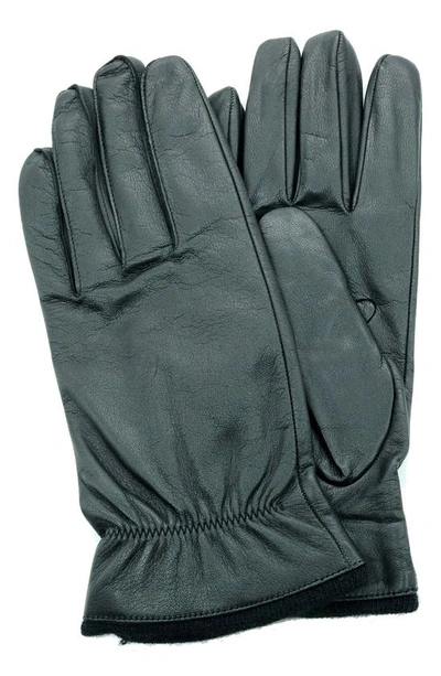 Shop Portolano Tech Leather Gloves In Black/ Black