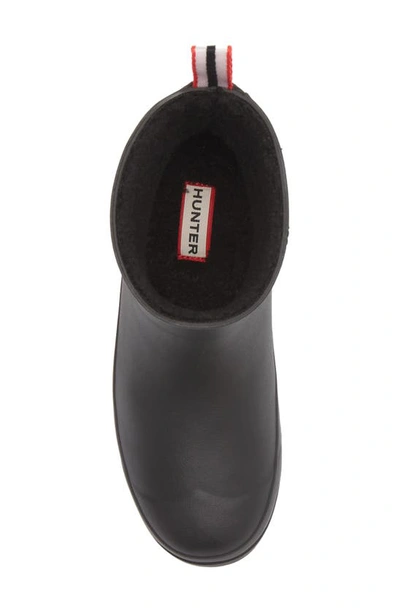 Hunter Play Short Faux Shearling Lined Waterproof Rain Boot In Black