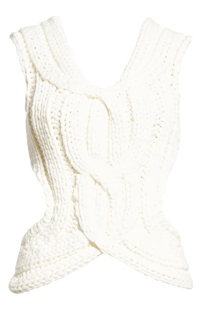 Off-shoulder Cutout Cable-knit Top In Ivory