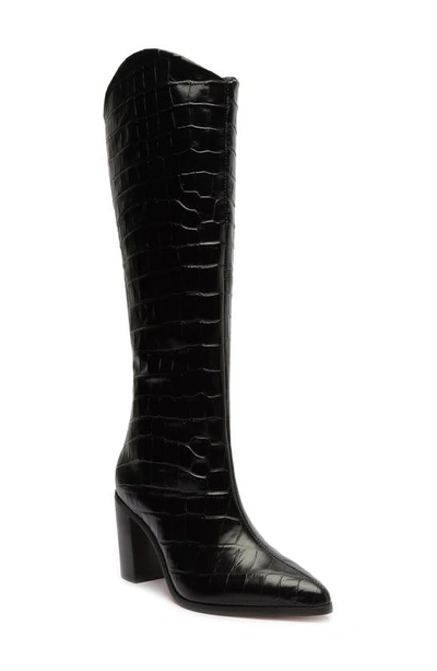 Shop Schutz Maryana Pointed Toe Block Heel Knee High Boot In Black