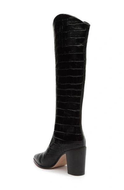 Schutz Maryana Block Pointed Toe Knee High Boot In Black
