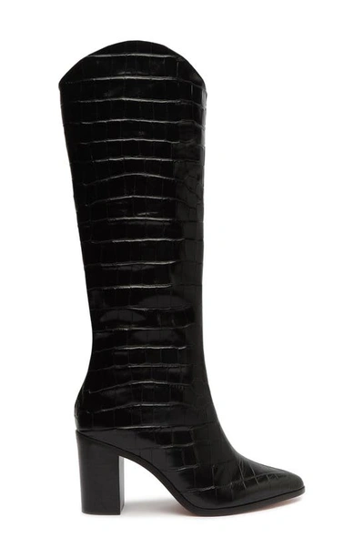 Schutz Maryana Block Pointed Toe Knee High Boot In Black