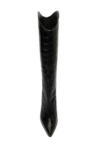 Schutz Maryana Block Pointed Toe Knee High Boot In Black