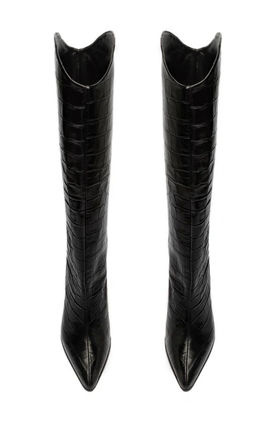 Schutz Maryana Block Pointed Toe Knee High Boot In Black