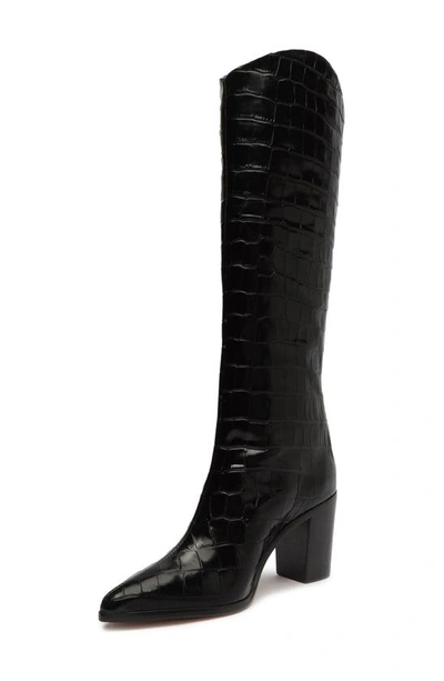 Shop Schutz Maryana Pointed Toe Block Heel Knee High Boot In Black
