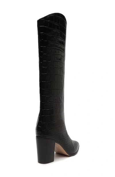 Schutz Maryana Block Pointed Toe Knee High Boot In Black
