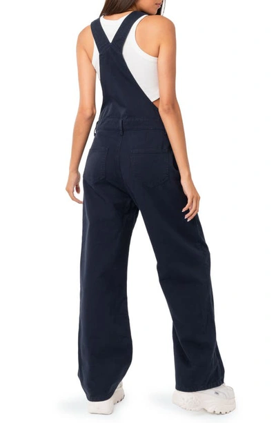 Shop Edikted Sk8ter Wide Leg Denim Overalls In Blue