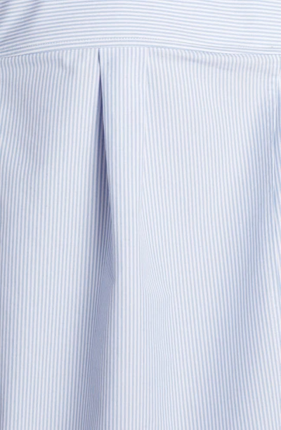Shop Bottega Veneta Stripe Oversize Cotton Button-up Shirt In Pale Blue/ White