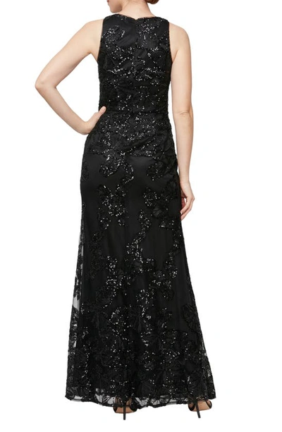 Shop Alex & Eve Sequin Fit & Flare Gown In Black