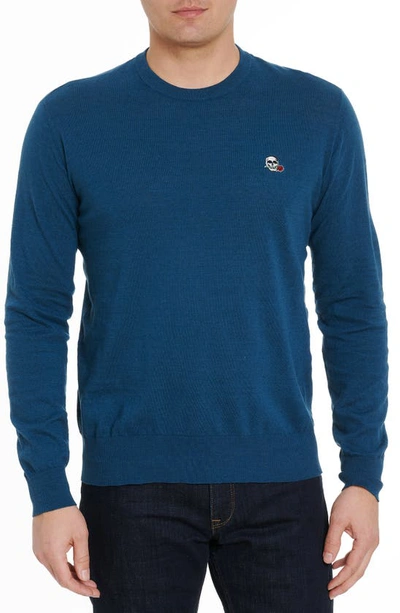 Shop Robert Graham Cotton & Linen Crewneck Sweater In Teal