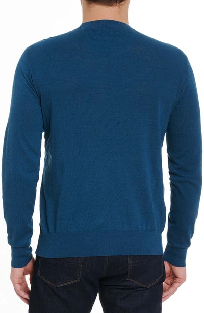 Shop Robert Graham Cotton & Linen Crewneck Sweater In Teal