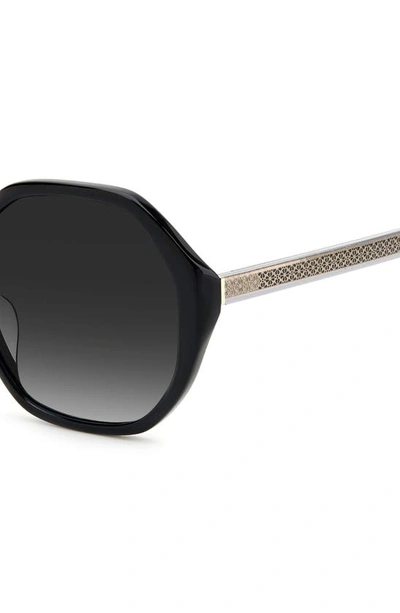 Shop Kate Spade Waverly 57mm Gradient Round Sunglasses In Black / Grey Shaded