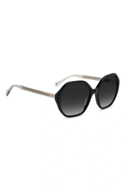 Shop Kate Spade Waverly 57mm Gradient Round Sunglasses In Black / Grey Shaded