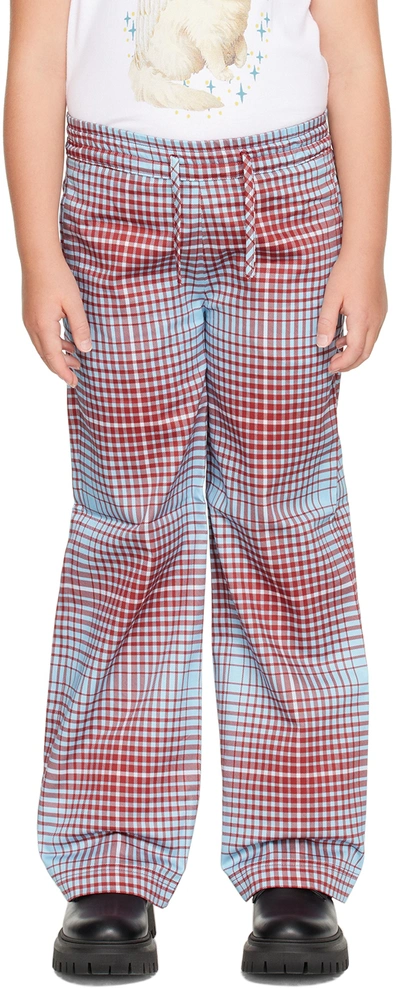 Shop Charles Jeffrey Loverboy Ssense Exclusive Kids Blue & Red Trousers In Blurry Tartan