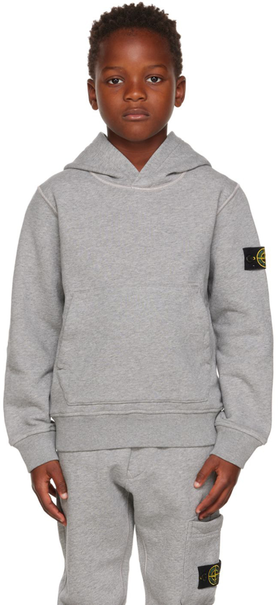 Shop Stone Island Junior Kids Gray Garment-dyed Hoodie In V0m64 Melange Grey