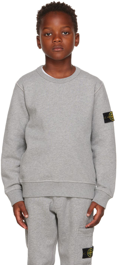 Shop Stone Island Junior Kids Gray Garment-dyed Sweatshirt In V0m64 Melange Grey